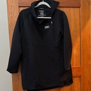 L.L.Bean Black Ribbed Half-Zip Pullover M reg